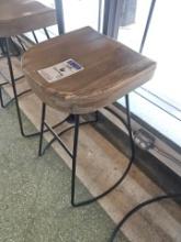 Wooden top bar stools with metal frame