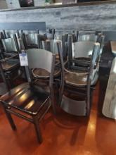 Metal framed dining chairs with wooden seat