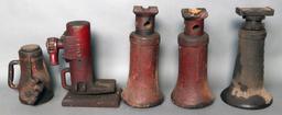 Lot of (5) large 10-ton jacks - (4) screw type and (1) rachet