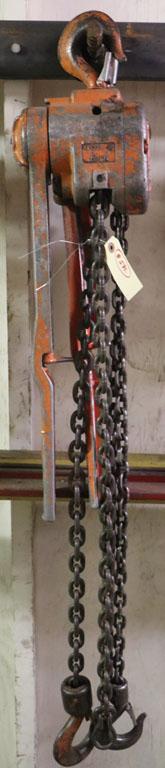 Lot of (2) CM chain come-alongs - (1) 3/4 ton, (1) 11/2 ton, with 5' chains