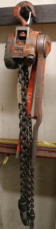 Lot of (2) CM chain come-alongs - (1) 3/4 ton, (1) 11/2 ton, with 5' chains