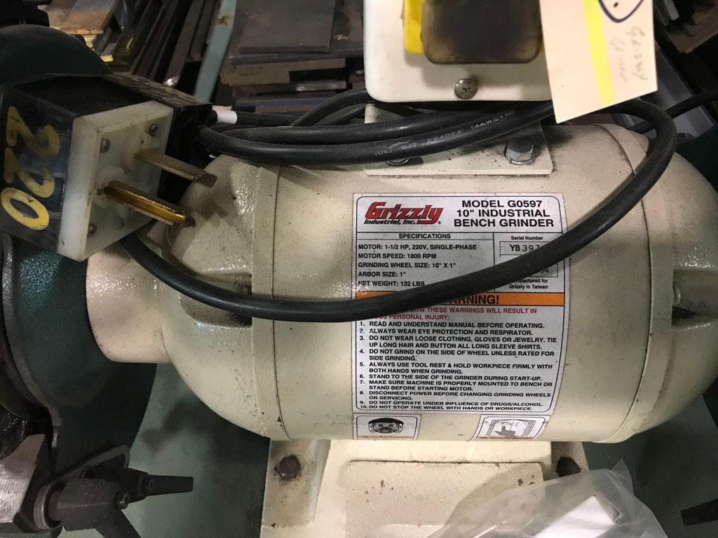 Grizzly Combo Model G0597/G1061Z 10" bench grinder and tube end prep cleani