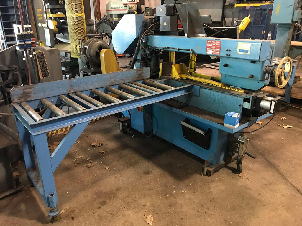 DoAll Model C-916 horizontal band saw with infeed && outfeed roller tables