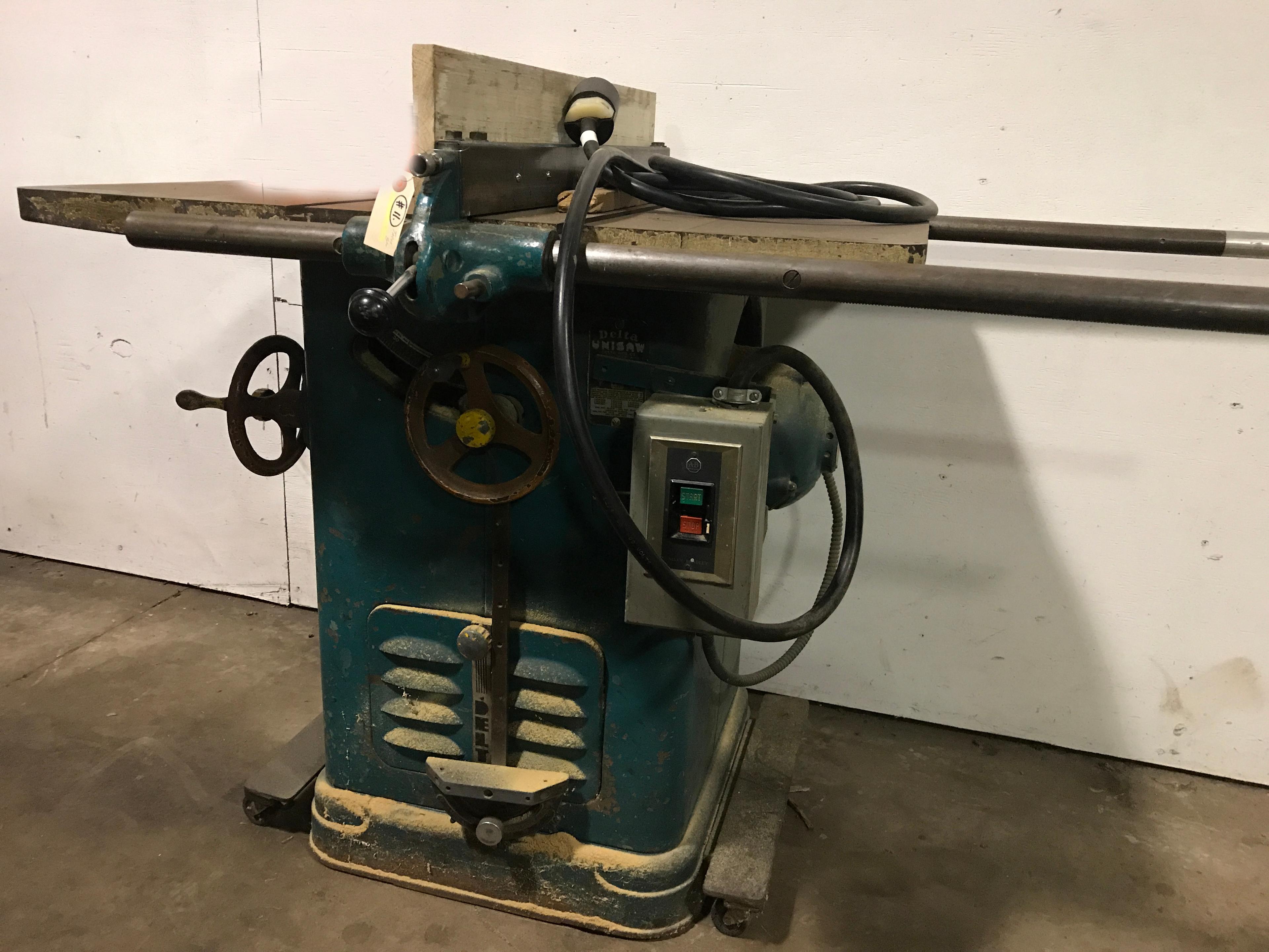 Delta 10" Unisaw table saw with long extension table