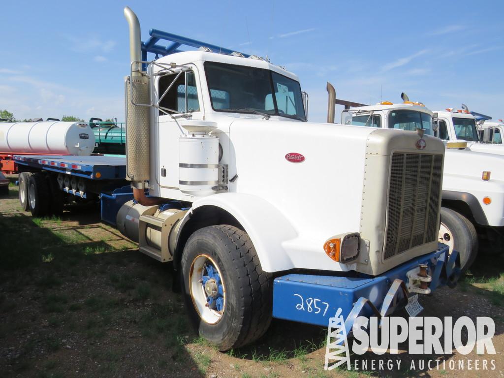 (x) 1990 PETERBILT 357 T/A Flatbed Truck Tractor,