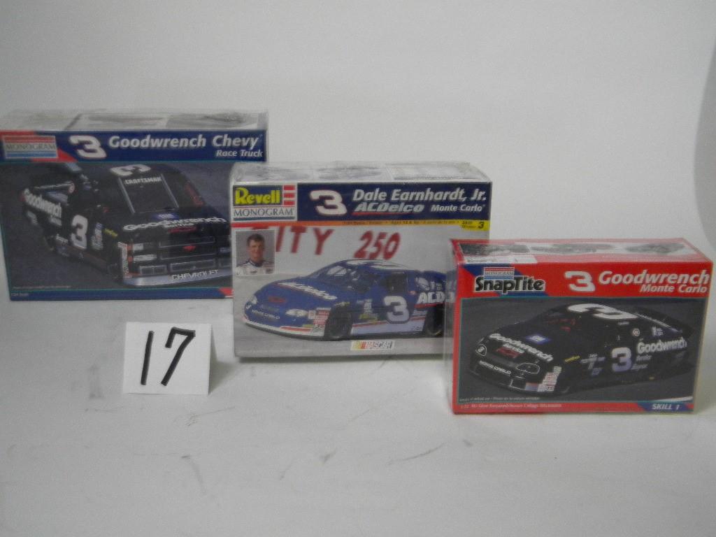 3 Sealed Models Monogram 1:32 Earnhardt, Revell 1:24 Earnhardt Jr, Monogram