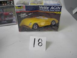 (4) Sealed N Models 1:24 Vette by Revell, AMT 32 Ford 1:25 58 Edsel 1:25 &