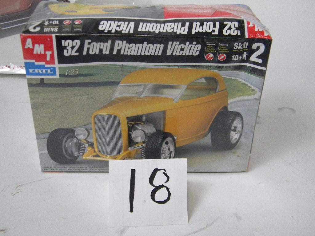 (4) Sealed N Models 1:24 Vette by Revell, AMT 32 Ford 1:25 58 Edsel 1:25 &