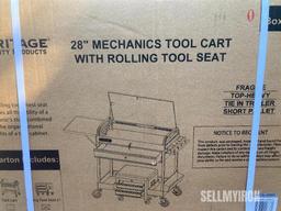 Unused Heritage 28in Mechanics Tool Cart w/ Rolling Tool Seat [YARD 1]