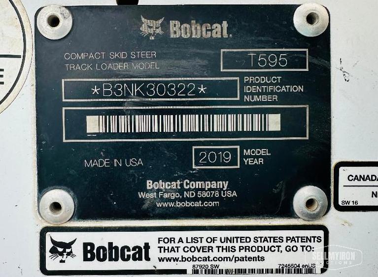 2019 Bobcat T595 Multi Terrain Skid Steer Loader [YARD 1]