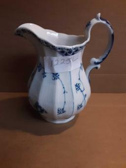 Royal Copenhagen Blue Fluted Full Lace Pierced China 7 1/2" Blue and White Pitcher