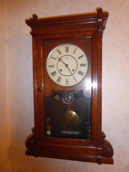 MAKER: Seth Thomas - c. 1886 - Model: Lincoln VP - Dial: Painted w/Roman numerals - Case: Mahogany -