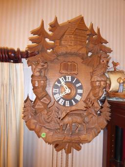 MAKER: Unknown - Case: Carved wood - Model: Cuckoo and Quail - Movement: Weight-driven - 25.5"T x