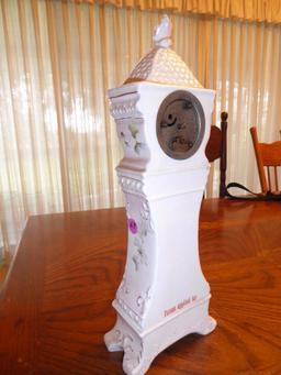 MAKER: Unknown - Case: White Porcelain Flower decorated - Model: Mantel - c.Unknown - Dial: White