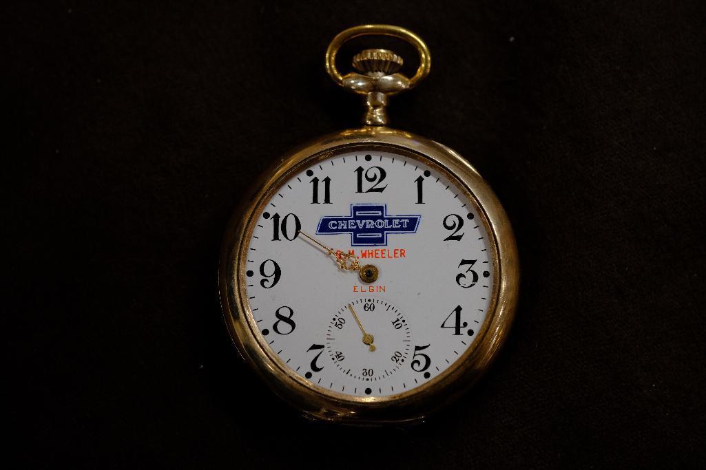 G.M. Wheller Elgin Advertising Chevrolet Watch 17 Jewels Open Face,...Chevorlet advertizing watch;