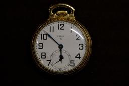 Elgin Watch Co. Open Face 17 Jewels, Runs, 10K rolled gold plate...