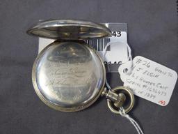 Elgin Watch Co, Hunter Case, Lever set, Coin Silver Side Set, Engraved,...Engraved presentation