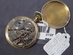 Waltham Watch Co, Open Face, Lever Set,21 Jewels,...Front crystal is loose; 24 hr markings inside 12