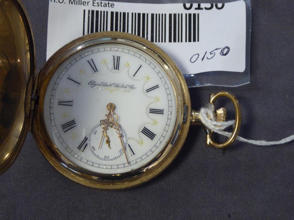 Elgin Ornate Etched Hunter Case, Fancy Dial, Side Set,...Runs