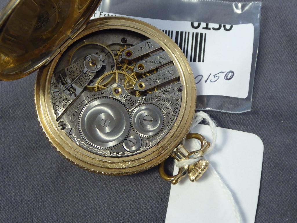 Elgin Ornate Etched Hunter Case, Fancy Dial, Side Set,...Runs