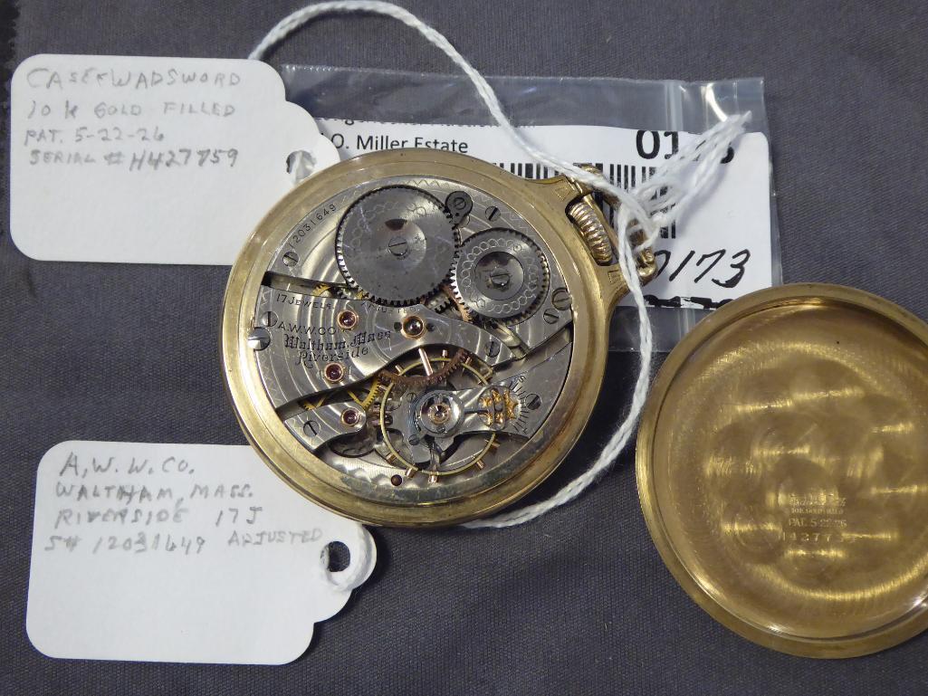 Waltham, Open Case, 17 Jewels, Gold Filled, Runs when laid on its back