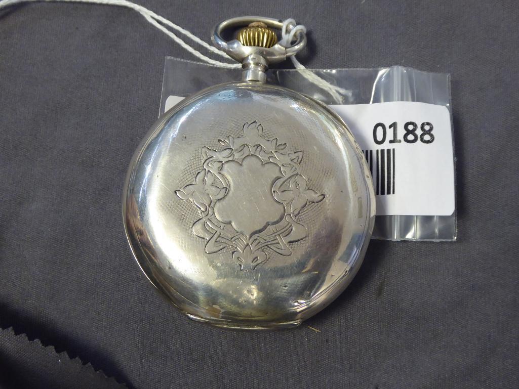 Omega Silver Pocketwatch, Open Face, Inside Cover Engraved Grand Prix Paris 1900, Runs,...Has
