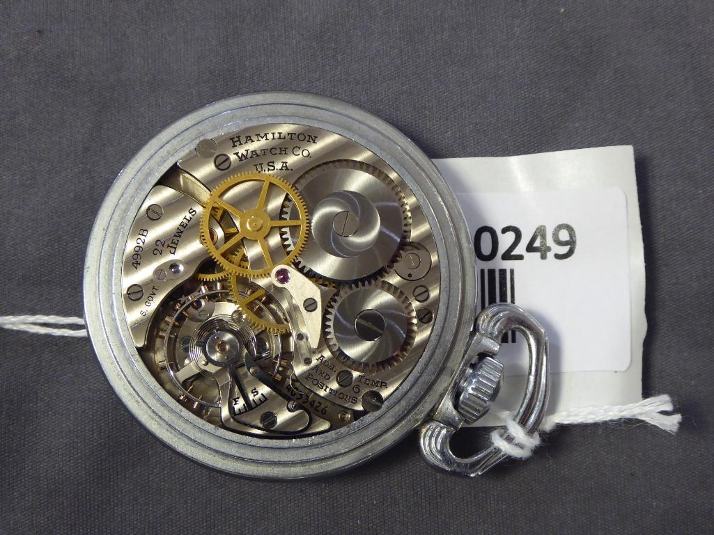 Hamilton, G. C. T., Open Face, 22 Jewels, 24 Hour Circa 1942, W.W.II Military Pocketwatch, runs