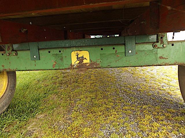 14' tall sided flatbed wagon with JD running gear