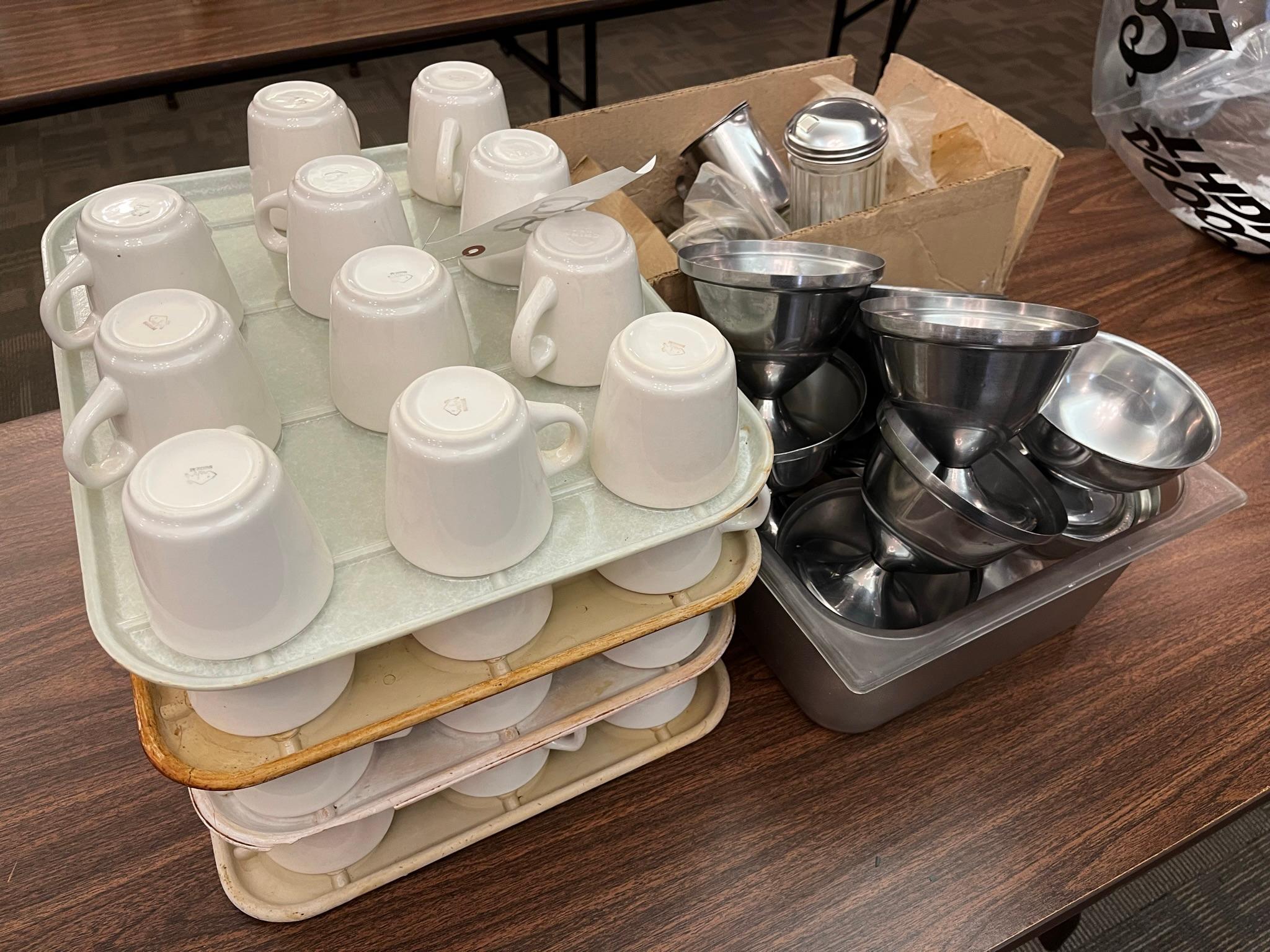 47 COFFEE CUPS, 55 SERVING DISHES, 12 SUGARS