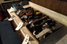 MISC TOOLS, C CLAMPS, KNIVES, AIR REGULATOR, PIPE CUTTER