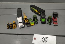 JOHN DEERE CAR HAULER WITH NASCAR, PETERBILT WITH FLATBED TRAILER