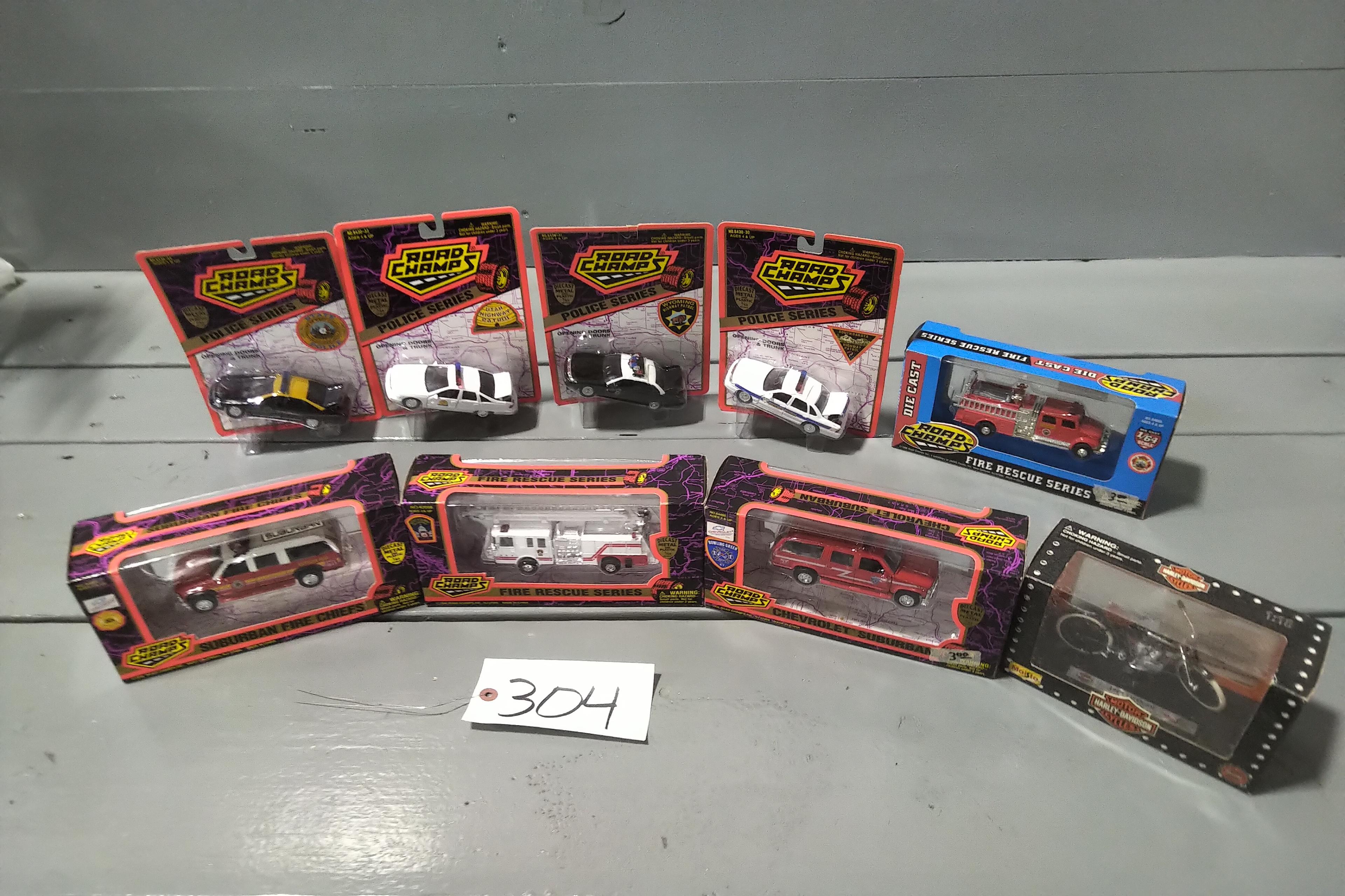 4 - 1/43 SCALE ROAD CHAMPS CARS NEW IN BOX, 4 - 1/43 SCALE ROAD CHAMP POLICE SERIES
