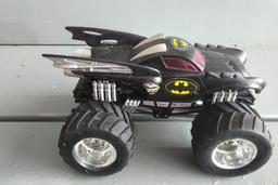 1/32 TONKA FIRE TRUCK, 1/32 SCALE LIFTED BATMOBILE, 22 MISC TRUCKS, CARS AND TRAILERS