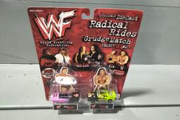 6 - 1/64 SCALE WWF CARS WITH WRESTLERS ON THEM, 1/24 SCALE WWF SABLE CAR