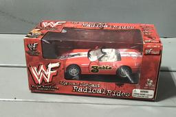 6 - 1/64 SCALE WWF CARS WITH WRESTLERS ON THEM, 1/24 SCALE WWF SABLE CAR