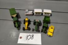3 - 1/64 SCALE JOHN DEERE TRACTORS AND OTHER MISC ITEMS