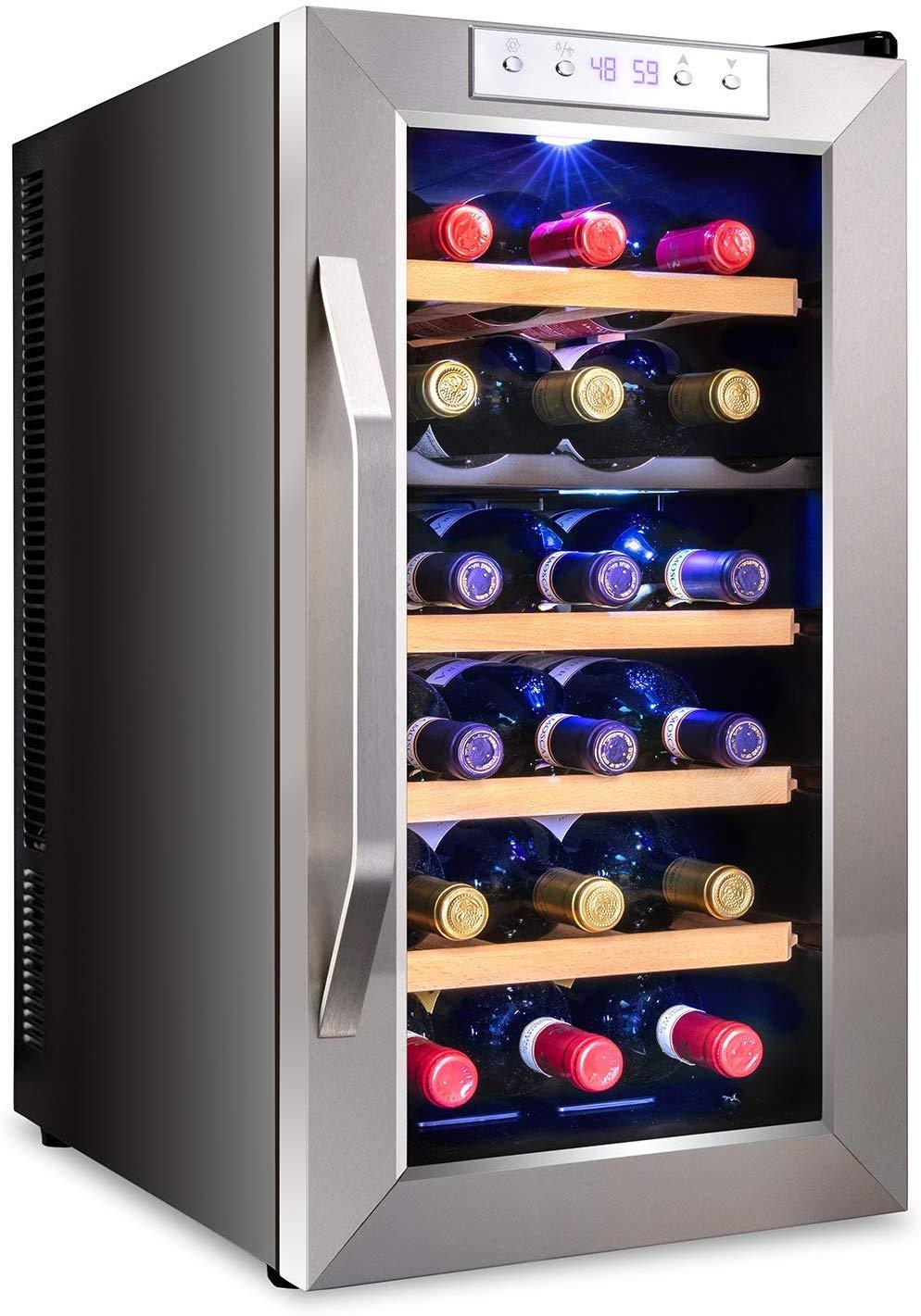 Ivation Premium Stainless Steel 18 Bottle Dual Zone Thermoelectric Wine Coo