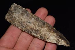 4 1/4" Early Archaic Beveled Lance, Missouri, Found By Jeff Gower