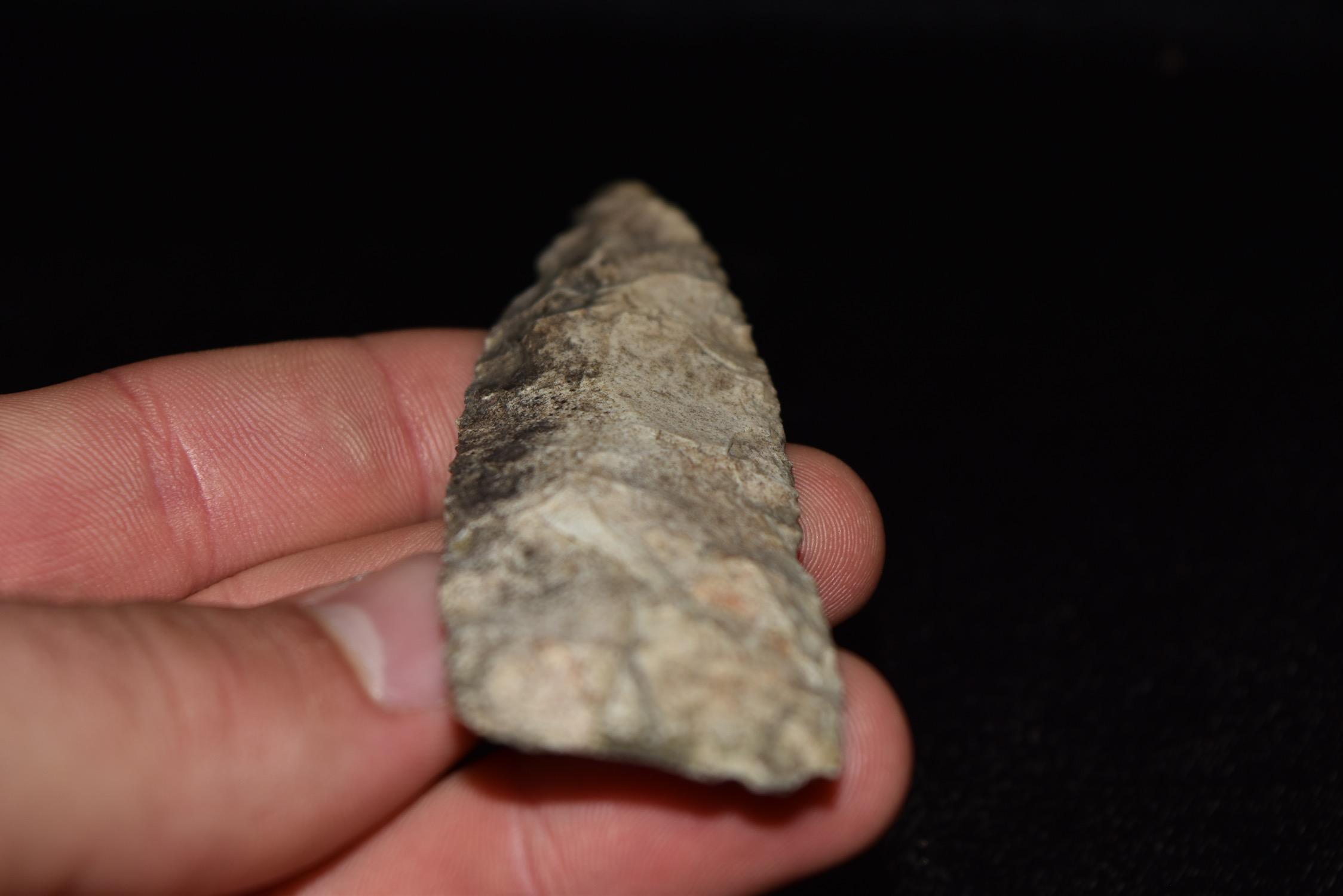 4 1/4" Early Archaic Beveled Lance, Missouri, Found By Jeff Gower