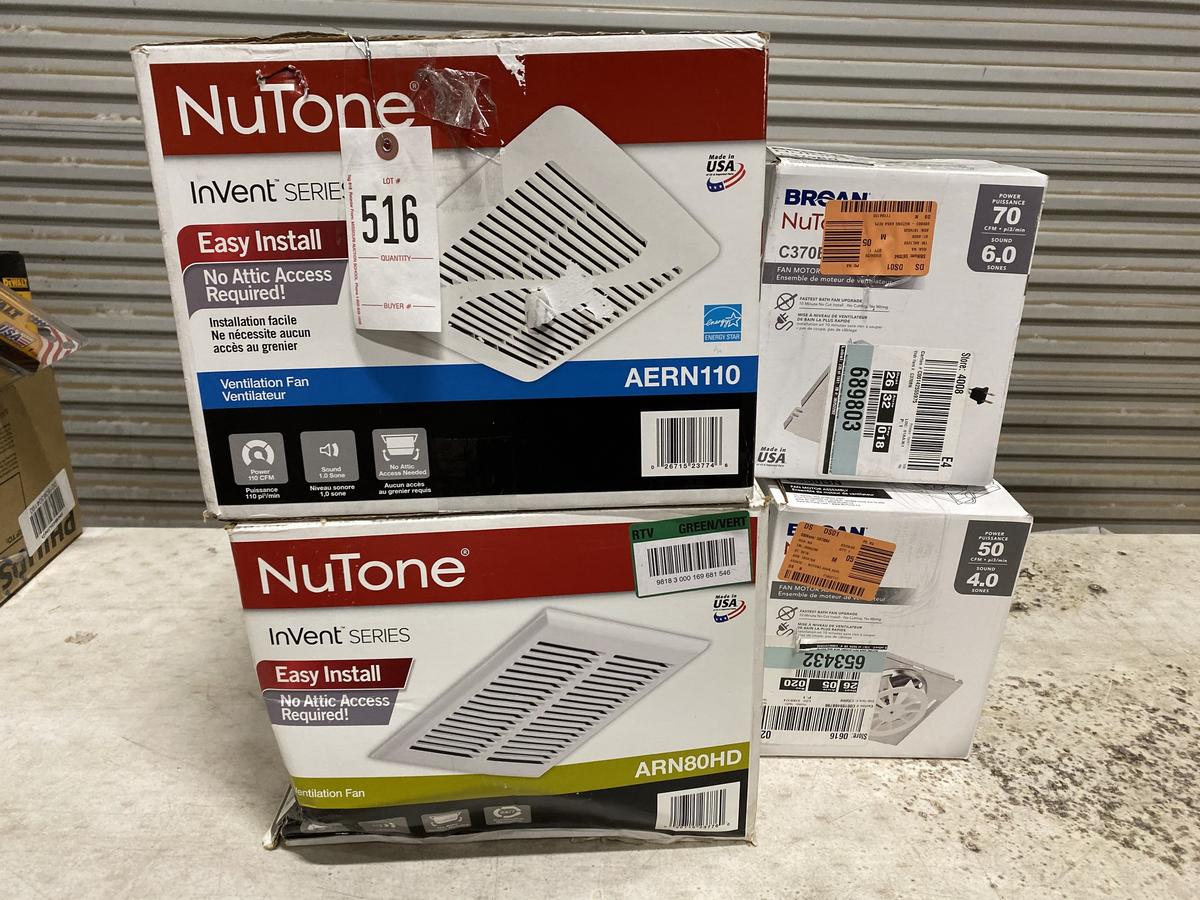 2-Nutone ventilation fans & 2 nutone fan motors