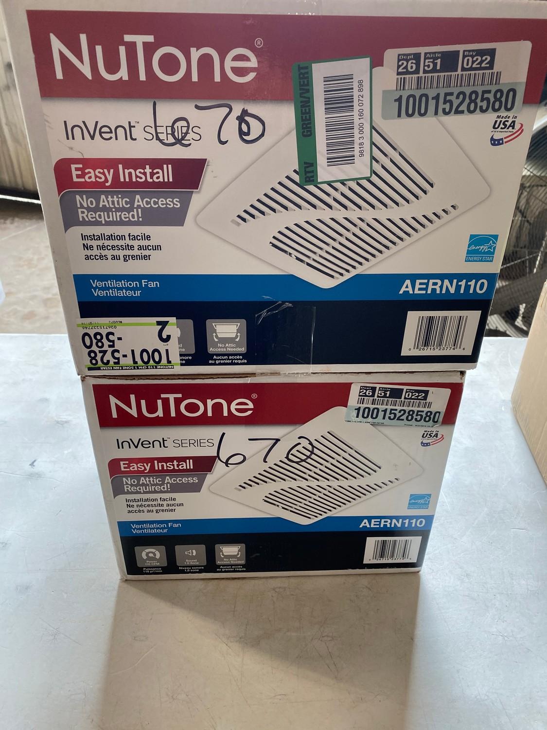 2- Nutone Invent Series Ventilation fan