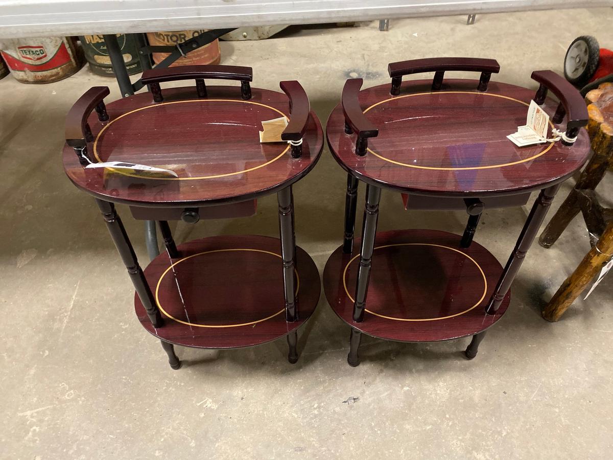 2 PC Mahogany Tables with draweres 25"Hx16"wx12"D