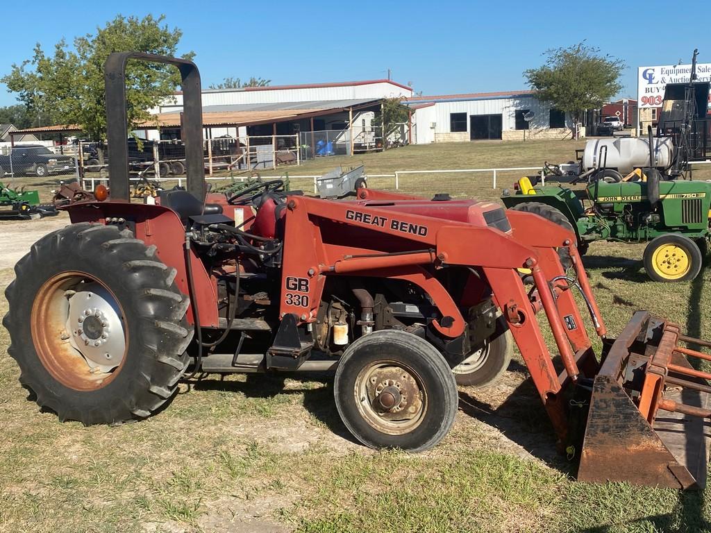 Case Model 495 Diesel 2WD Tractor with Great Bend 300 Front Attachment with Bucket & Hay spear