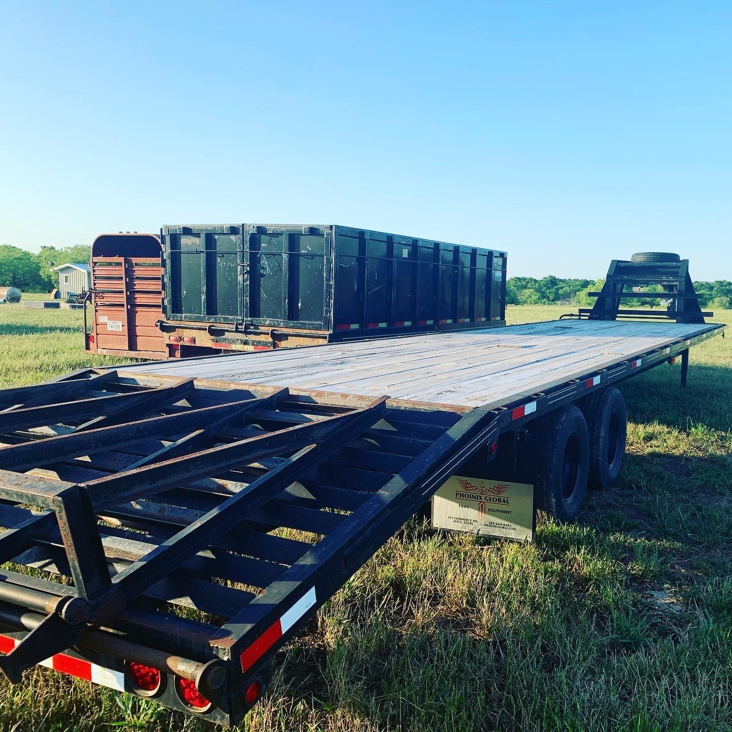 2013 36' Gooseneck CEN TEX Flatbed Trailer with Dove Tail and Tandem Duel 12K pound Axles.