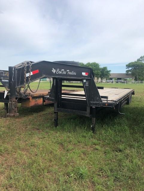 2013 36' Gooseneck CEN TEX Flatbed Trailer with Dove Tail and Tandem Duel 12K pound Axles.