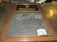 framed becks menu board