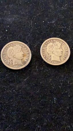 1912 & 1914 Dimes