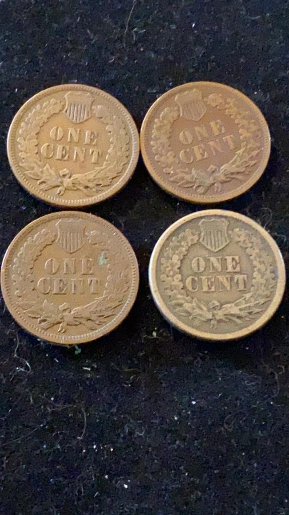 4 Indian Head Pennies 1860, 1906 1907 x 2