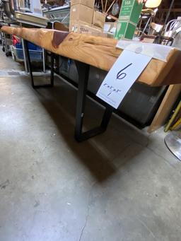 BURLWOOD 96"X35"X3" COMMUNAL TABLE W/BLACK METAL LEGS