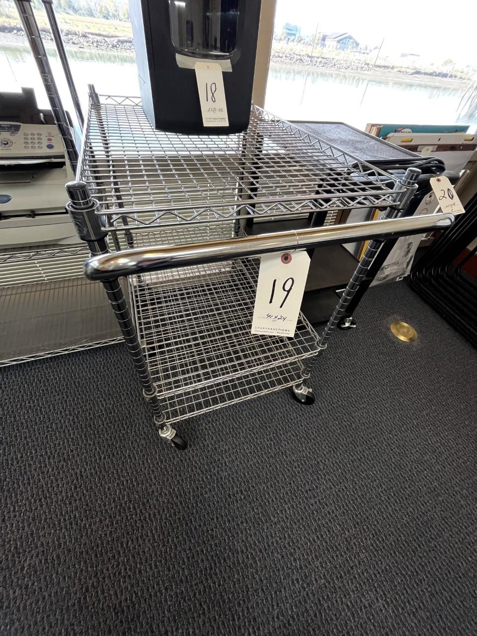 METRO CHROME 41"X24" WIRE CART W/(3)SHELVES